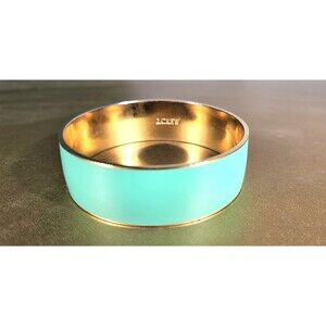 J Crew Bangle Bracelet Turquoise Green Enamel on Gold Tone Metal .75" Wide